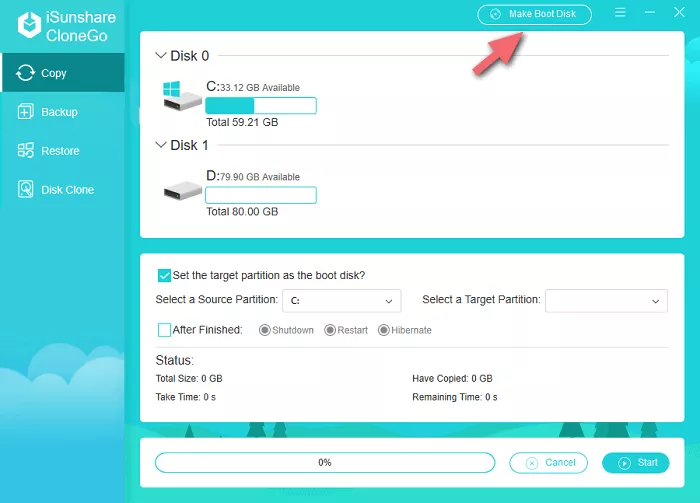CloneGo Make boot disk